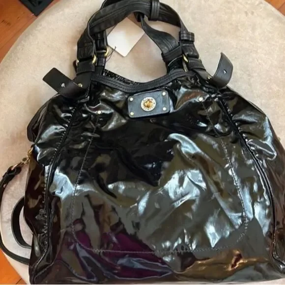 *Marc Jacobs* Black Patent Hobo Tote EUC